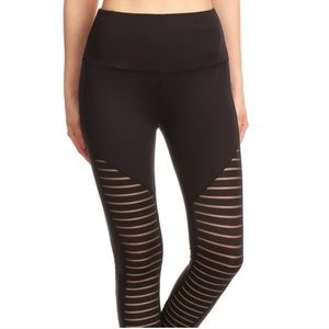 Black Stripped Mesh Athletic Pant